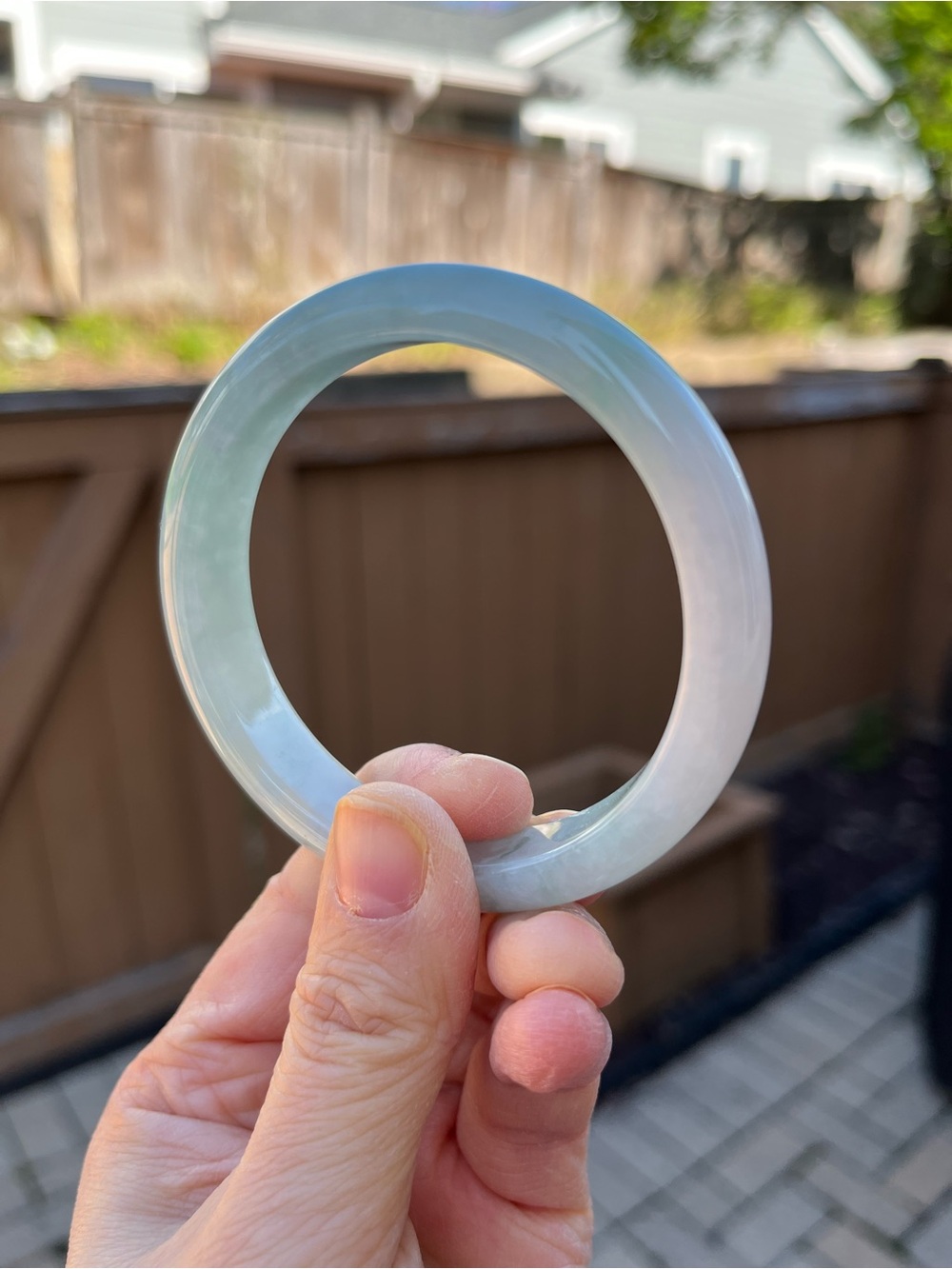 BW070-L 57.6mm Certified Untreated Grade A Burmese Jadeite Bangle Jade Bracelet